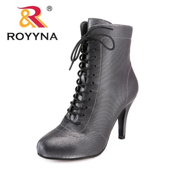 

ROYYNA New Fashion Style Sexy Winter Ankle Boots Women High Heels Short Plush Round Toe Trendy Motorcycle Boots Feminimo
