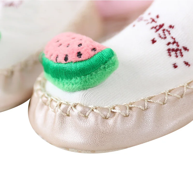 Cute Fruit Shoe Socks For Baby Combed Cotton Anti Slip Boy Girl Floor Socks Leather Sole Newborn Socks 0-12 Months Home Slippers (4)