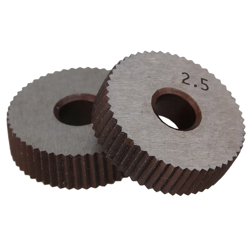 2Pcs Gear Hob Straight grain 2.5mm Wheel knurl HSS Wheel Knife Knurled Lathe Embossing Machine Tools Accessories