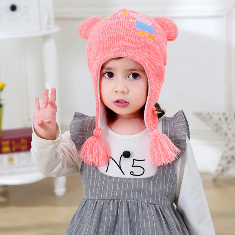 High quality Cute cherry pink baby hat autumn winter 1 3 6 Korean men and women knitted