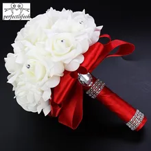 Perfectlifeoh свадебного торжества; красивые свадебные туфли для подружки невесты Свадебный букет из роз Белый сатин романтический свадебный букет невесты свадебные цветы