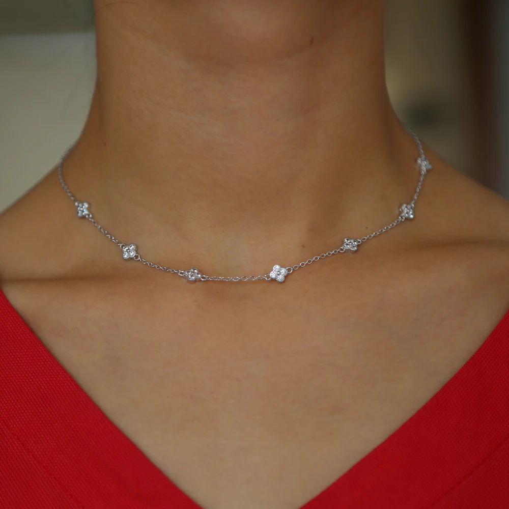 2018 new design cz station necklace Top quality brass jewelry minimal