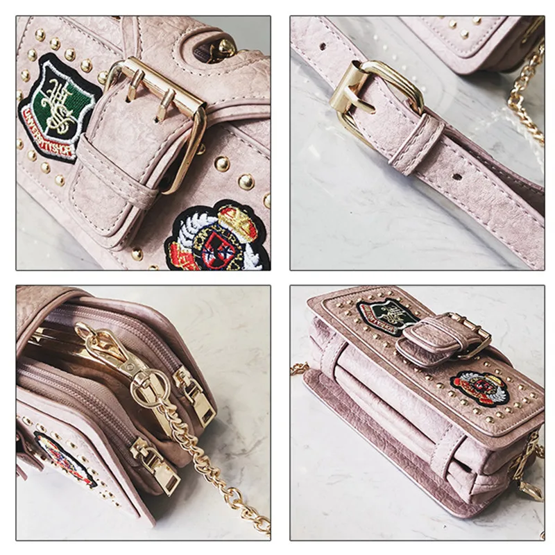 Модные маленькие сумки с заклепками, женские кожаные сумки, розовая сумка через плечо, женская сумка-мессенджер, плечевая сумка, кошелек Bolsos Mujer