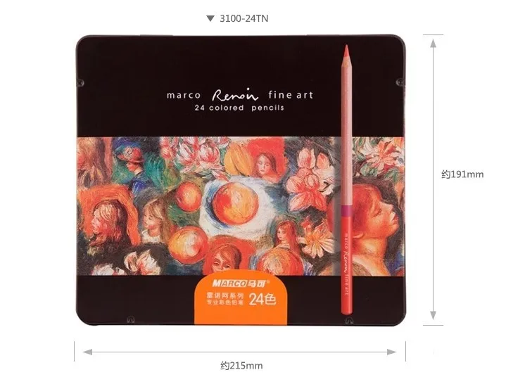 

High quality Macro 24colors fine art colored pencils set for painting extra thick leads oil processical sketch color pencil