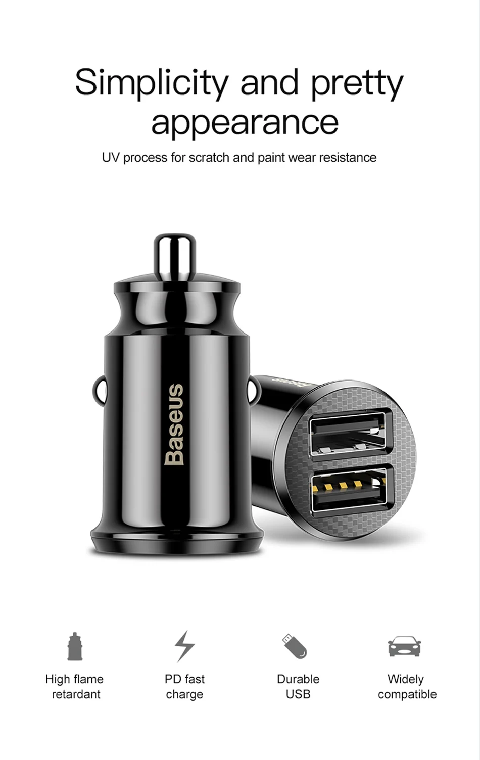 Baseus Mini USB Автомобильное зарядное устройство для мобильного телефона планшета gps 3.1A быстрое зарядное устройство автомобильное зарядное устройство двойной USB Автомобильное зарядное устройство для телефона