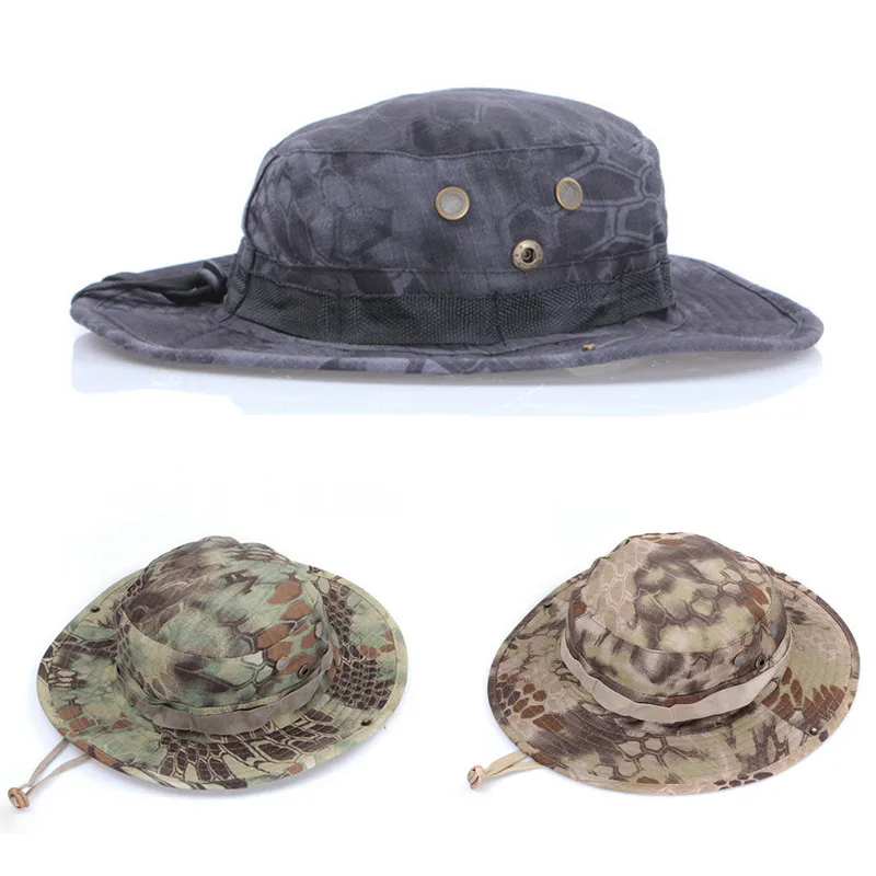 

Jungle Hat Sun Fishing Cap Men Women's Cotton Ripstop Camouflage Mountain Hiking Sun-Protection Bucket Hat
