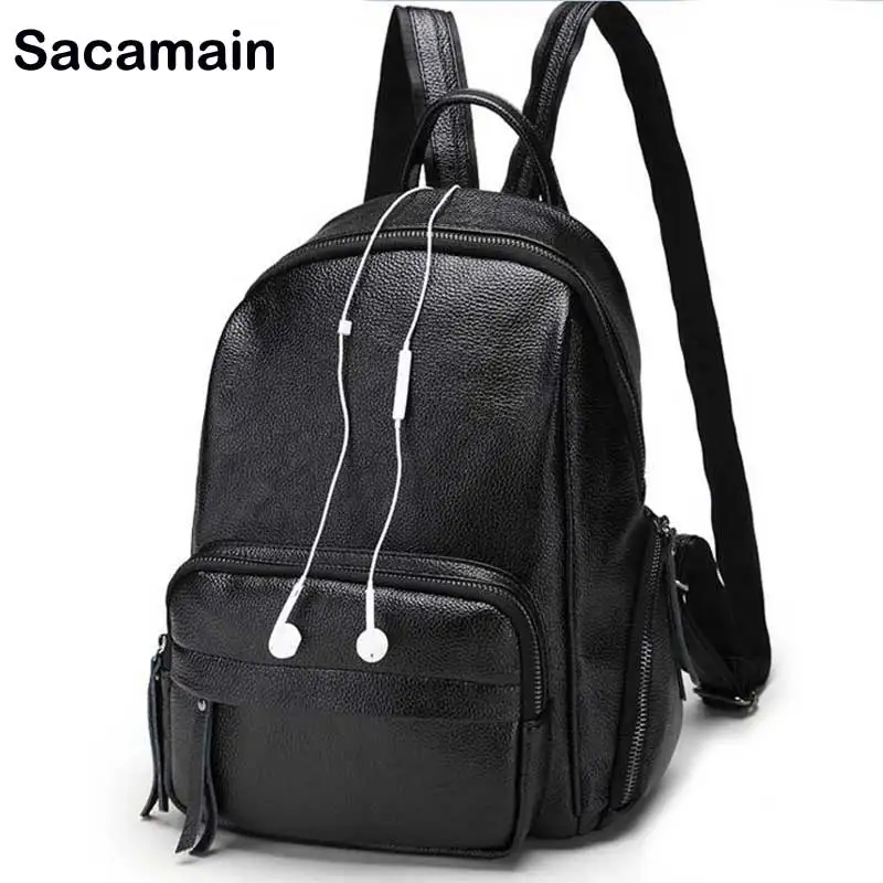 

Sacamain Brand Girls College Bag Fashion Student Casual School Bag College Backpack Girl's Casual Leather Women Cute Book Bags
