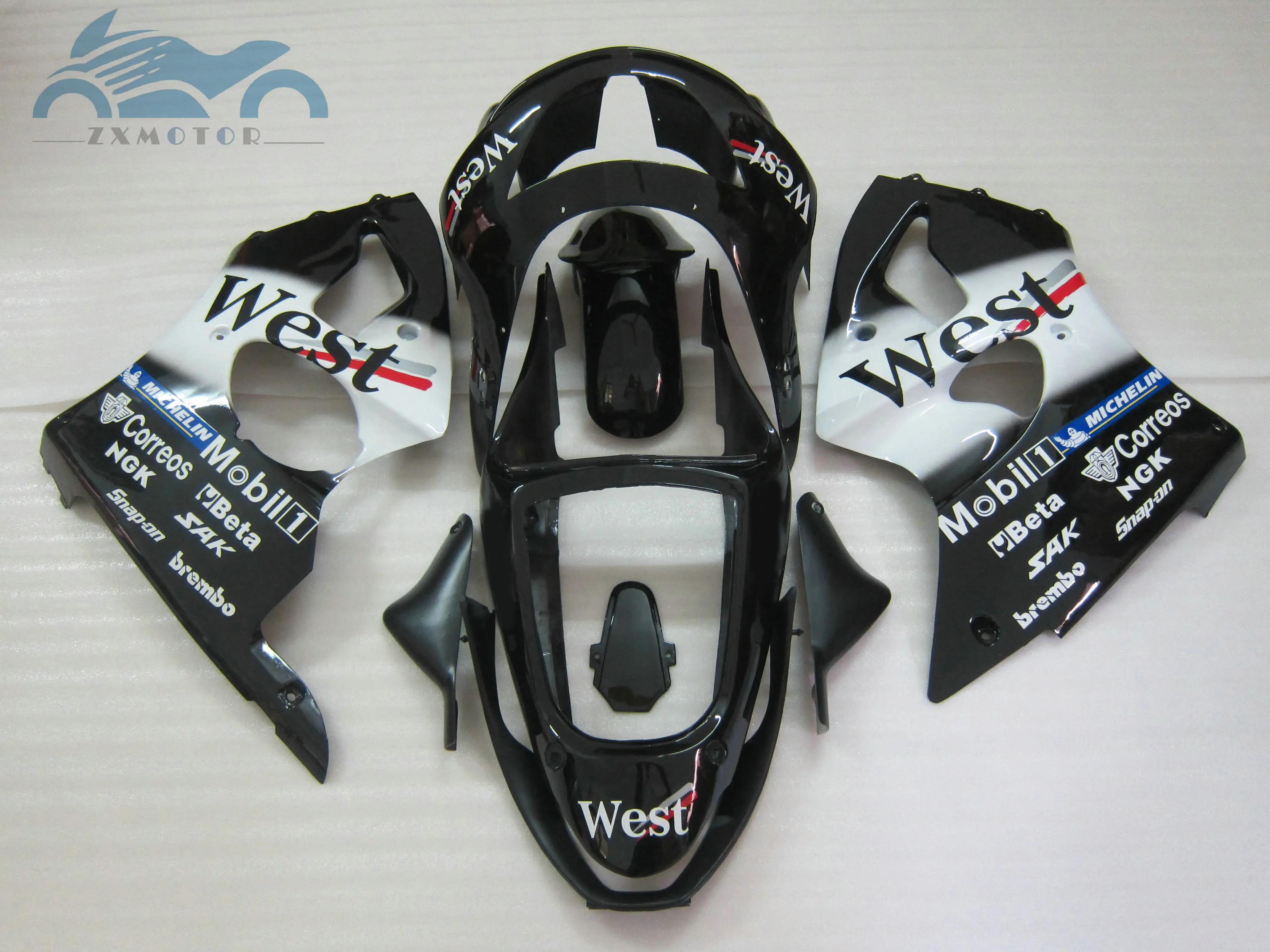 Набор обтекателей для KAWASAKI Ninja ZX6R набор гонок ZX 6R ZX636 98 99 black WEST | Автомобили и