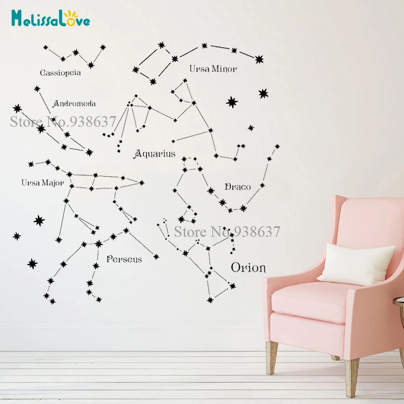 

Constellations Decal Living Room Nursey Baby Room Decoration Vinyl Wall Home Decor Removable Vinyl Wall Stickers B906