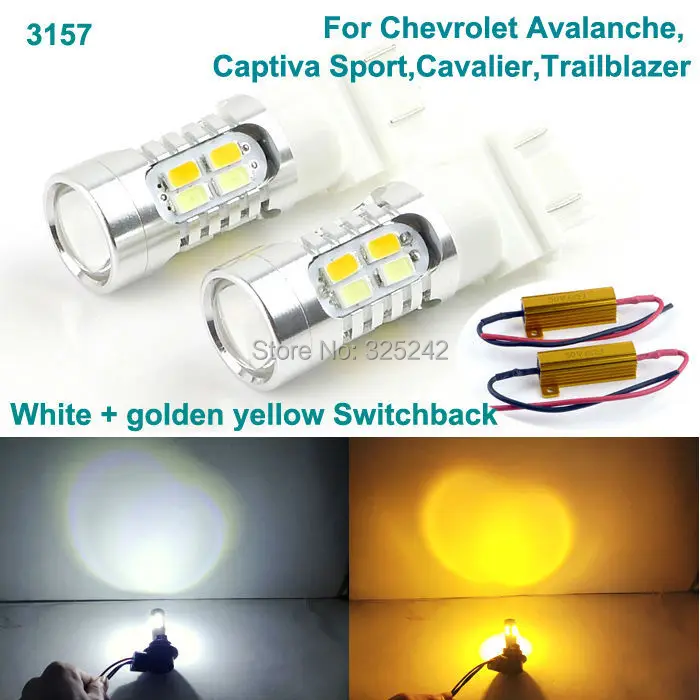 

For Chevrolet Avalanche,Captiva Sport,Cavalier,Trailblazer Excellent 3157 Dual-Color Switchback LED DRL+Front turn Signal light