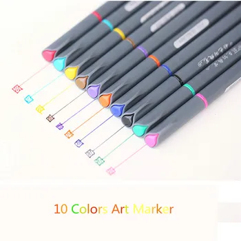 

10 Colored Fineline Drawing Art Marker Pen Set Aquarelle Brushes Soft Nib Water Soluble Sketch Manga Watercolor Brush Pen Touch