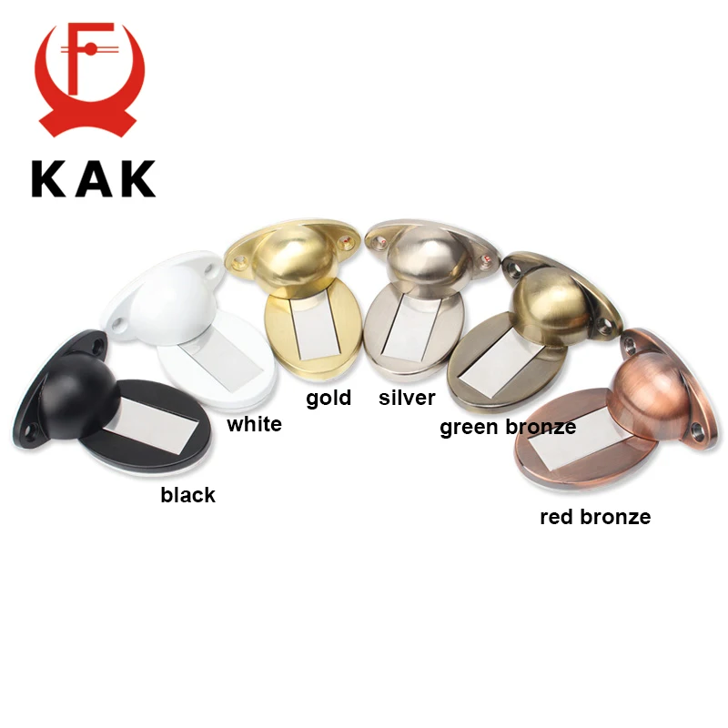KAK Thicknessed Zinc Alloy Magnetic Door Stopper Sticker Hidden Door Holders Catch Floor Nail-free Doorstop Hardware