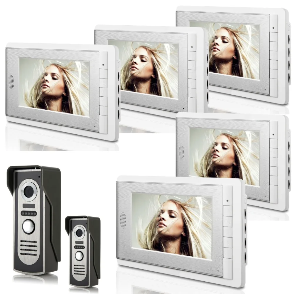 

7 Inch 5 Monitor 2 Camera Water-Proof IP66 Wired Video Door phone