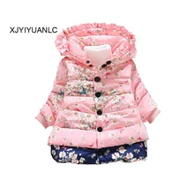 New Girls Outerwear children's clothing Baby girl fashion printed cotton coat Kids winter warm jacket clothes for 2-4 years old new baby girls minnie jacket kids cotton keeping warm winter coat chirdren character lovely hoodies outerwear and girl s vest