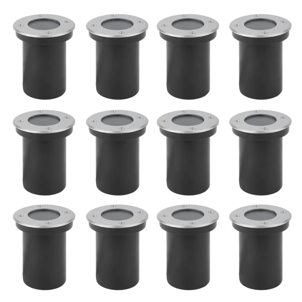 

Stainless Steel Round Panel 12 Pieces Garden Decoration Landscape Lawn Exterior Light Lamp GU10 Buried Lamp Base Holder