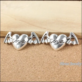 

45PC new fashion charm "wings of love" couples pendant Tibetan silver fits for necklace DIY jewelry findings 20104