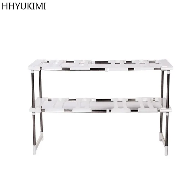 Best Quality HHYUKIMI Stainless Steel Kitchen Sink Shelf Retractable Tube Floor Cabinet Double Storage Shelf Bathroom Bedroom Collect Rack 