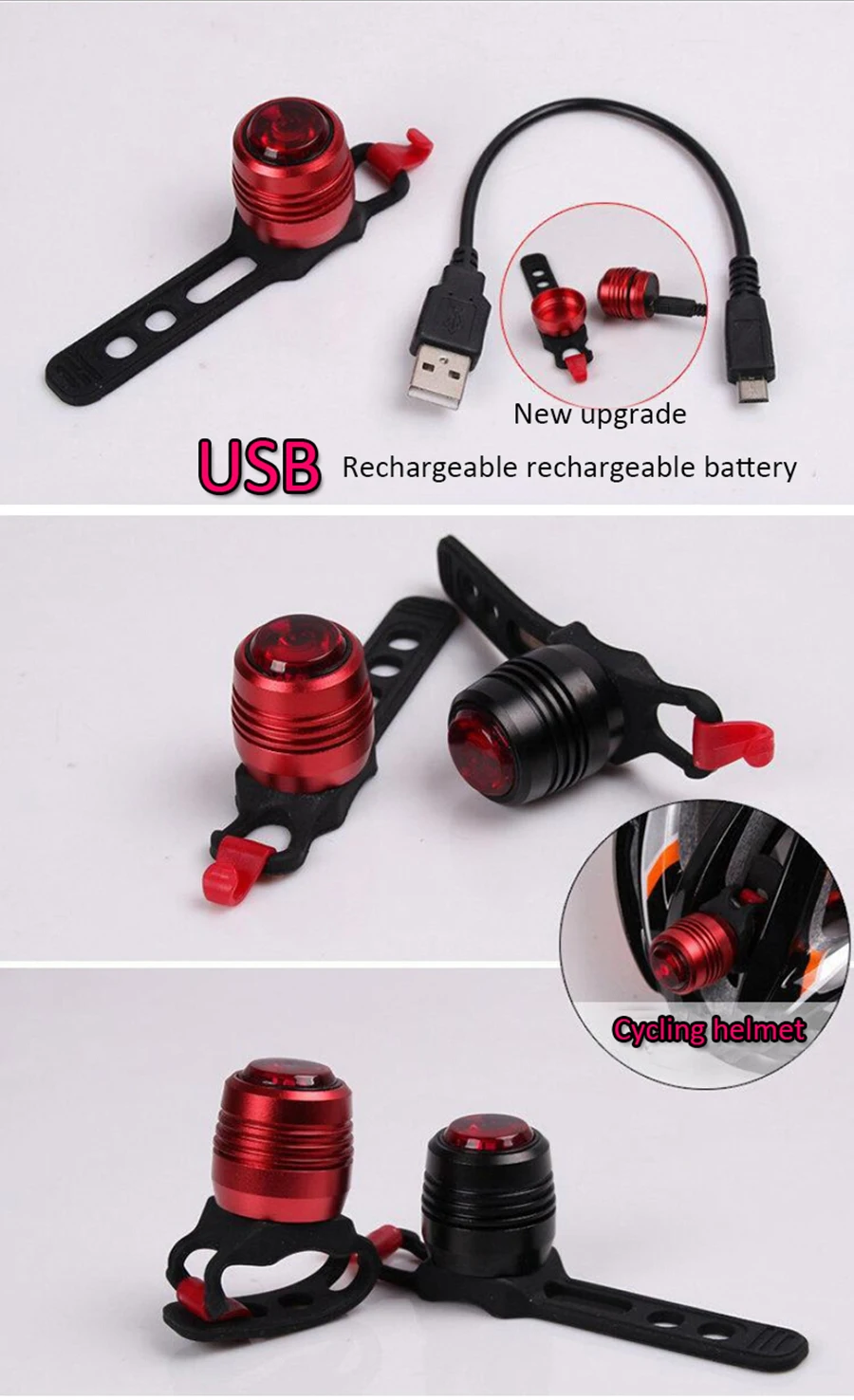 Top KINGBIKE bicycle light USB RechargeableTaillight LED Lamp Waterproof MTB Road Bike Light Night Warning Cycling Flashlight 30