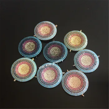 

10pcs/lot Turkish Style Pave Nano Turquoesa and CZ Round Connector Accessoires for Macrame Bracelet Making