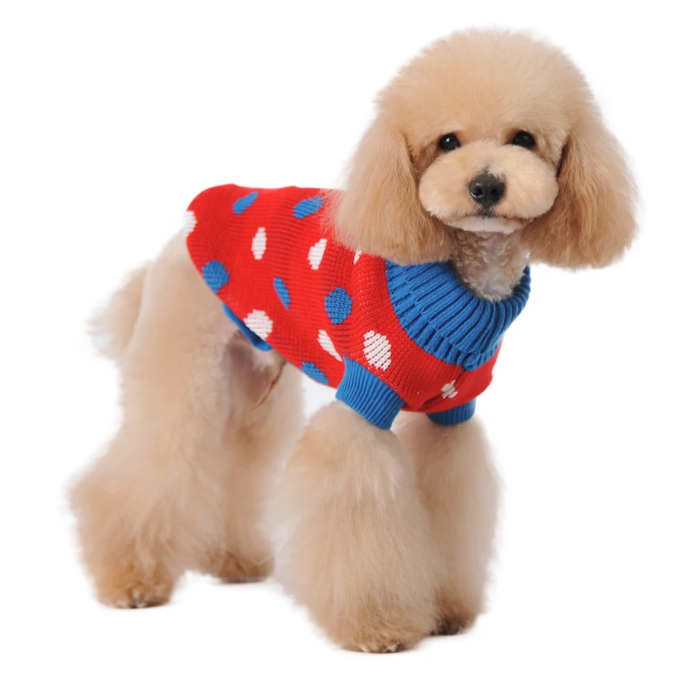 Cute Dog Sweater Dots Holiday Dog Festive Vest Clothes for Small Pets