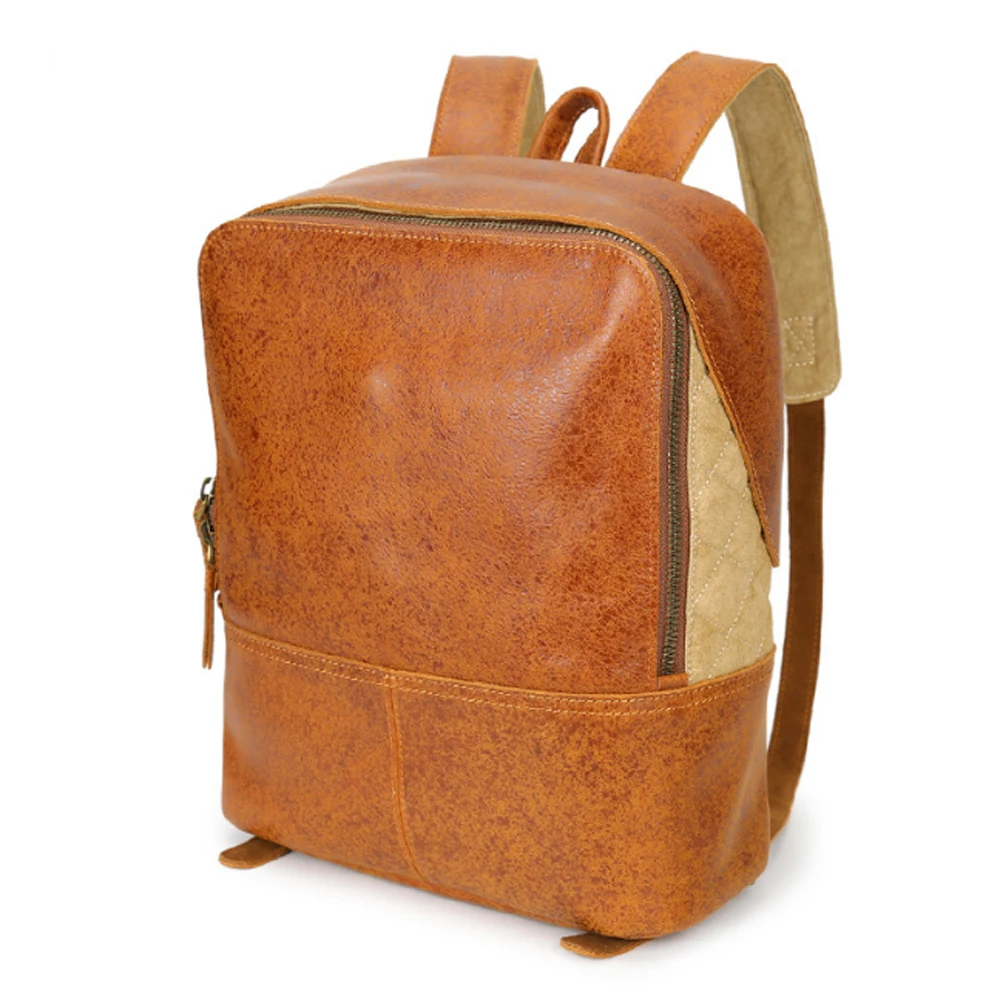 

Genuine Leather Student Schoolbag Hand Made Multi-function Men Travel Backpack Casual Large Capacity Cow Leather Woman Knapsack