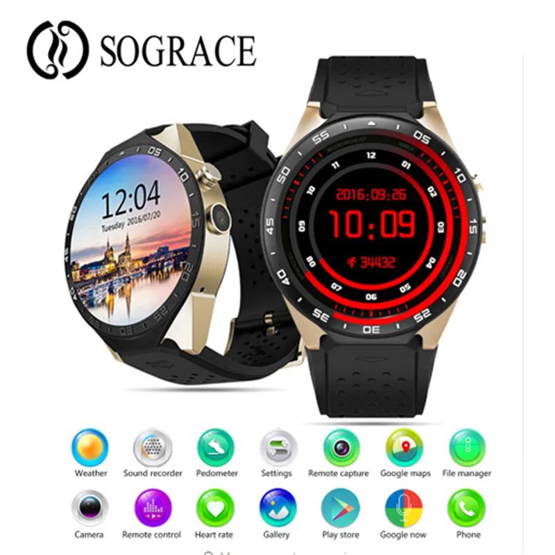 

KW88 Smart Watch 3G 4GB ROM WIFI 1.39" Bluetooth Smart Watch Phone Android 5.1 SIM Card Camera Heart Rate Monitor GPS Watch