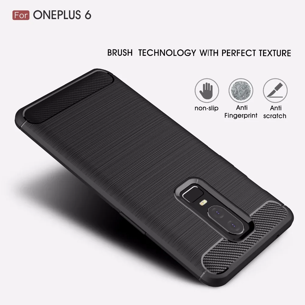 buy For Oneplus 6 Case Carbon Fiber Soft TPU Silicon Cover For Oneplus 6 Case Shockproof Rugged Armor phone case for Oneplus 6.28 #039; #039;