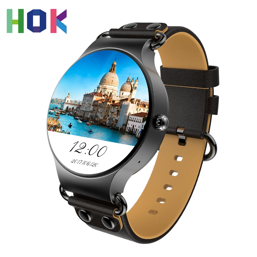 HOK HK98 1 39 AMOLED Android 5 MTK6580 3G wifi gps Bluetooth SIM карта смарт-часы телефон для IOS сердечного