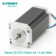 NEMA23 3N 57x112mm nema23 CNC motor Passo A Passo. m motor de passo 3A/4.2A D = 8mm 428Oz-in para 3D impressora CNC fresadora gravura