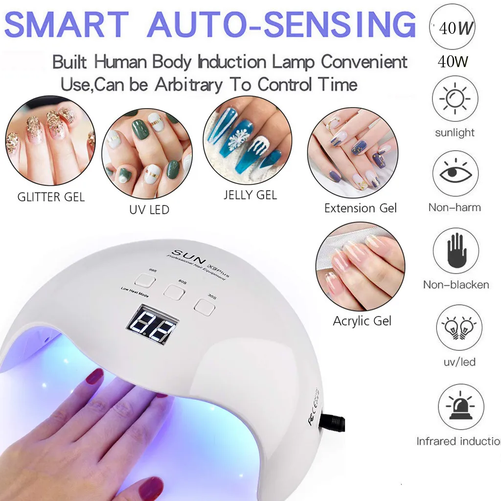

UK LED UV 40 W Nail machine Nail Dryer Curing Gel Polish Lamp 21 PCS LED Light Curing Manicure Machine Nail 30/60/90S