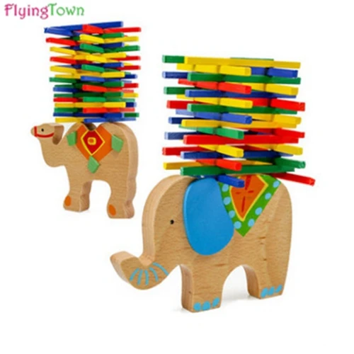 new Cartoon Animal Educational Elephant Balancing Blocks Wooden Toys Beech Camel Wood Balance Game Gift Baby | Игрушки и хобби