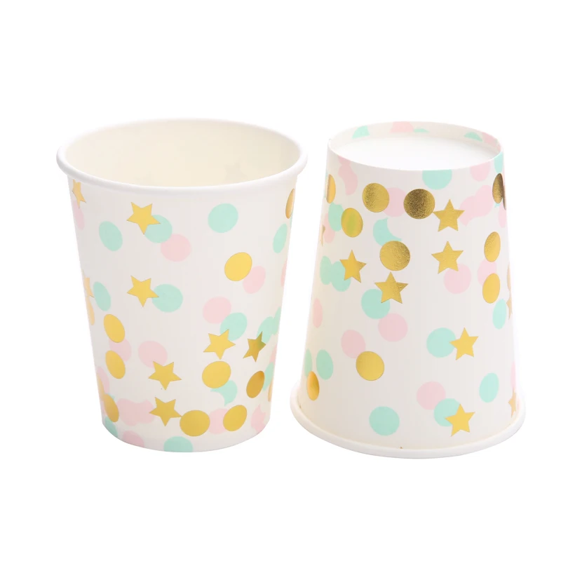 

Colorful Star Dots Paper Cups Disposable cup Wedding kid Birthday party Decor baby shower party Supply Disposable Tableware