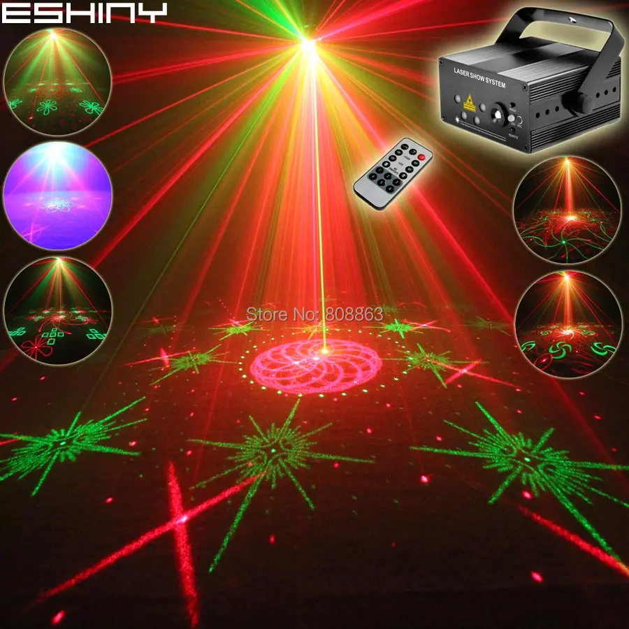 

ESHINY Mini Double R&G 5 Lens Laser 128 Patterns Projector Blue Led Club Bar DJ Disco Xmas Dance Home Party Effect Light N75T162