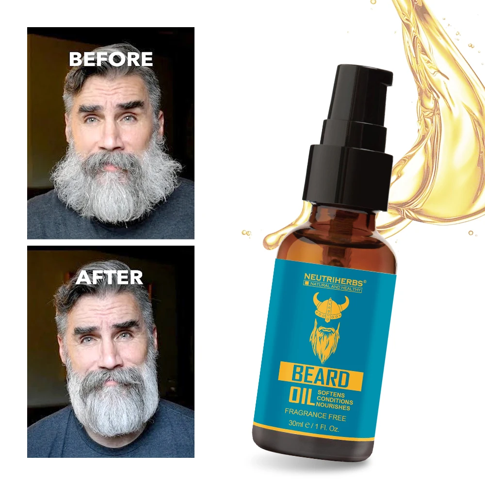 

NEUTRIHERBS Beard Oil Growth Hair Loss Products 100% Natural Organic Men Softens Nourishes Fragrance Free 30ml/pc