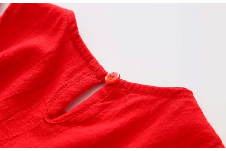 2018 Summer 2-10 Years Children Cotton Solid Red Color Wrap Off Shoulder Little Sexy Girl Strapless Wedding Dress For Girl Kids (10)