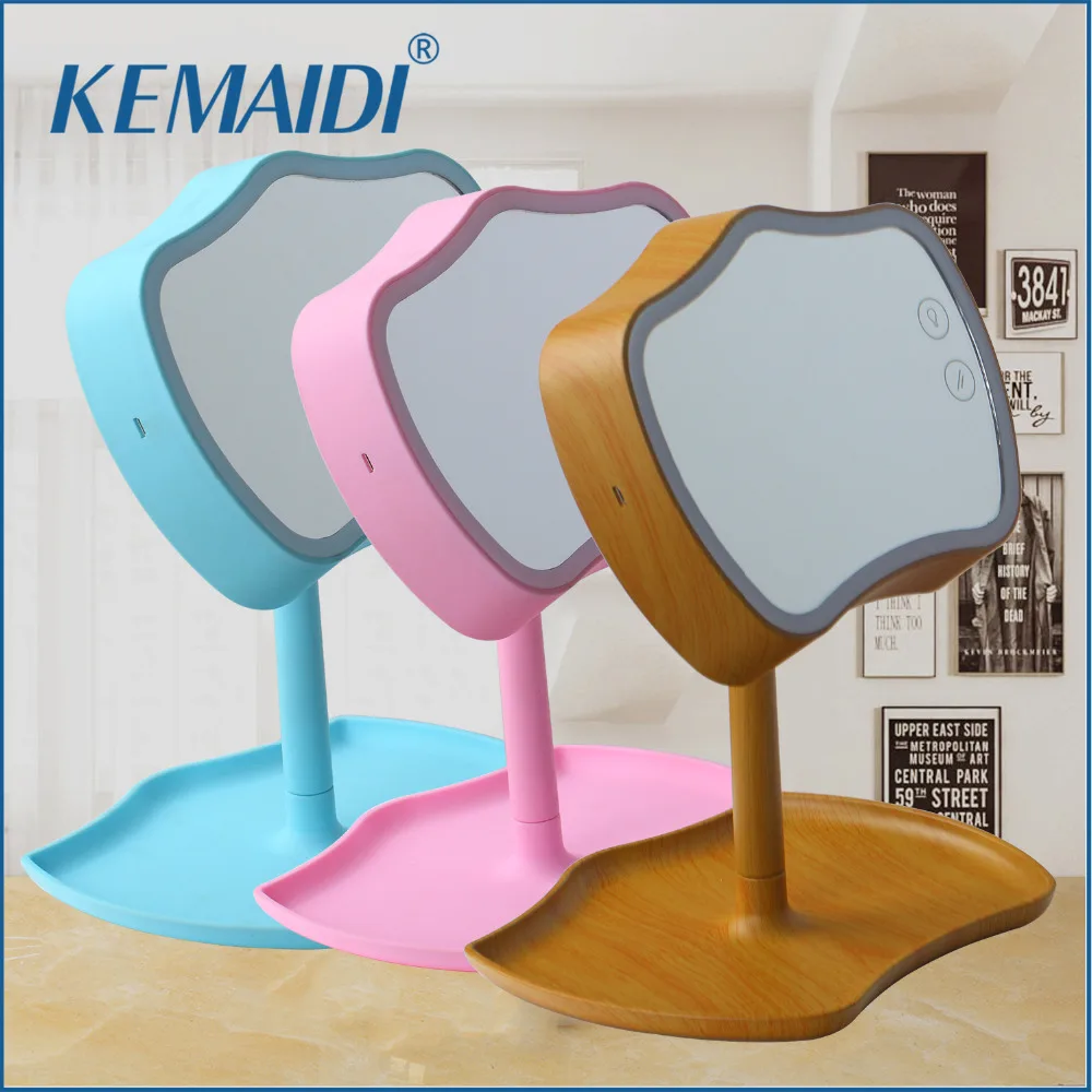 

KEMAIDI Makeup Mirror LED Touch Screen 2 Function Use LED Desk Lamp Vanity Mirror With LED Lights Health Beauty Adjustable