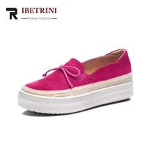 RIBETRINI/новые женские замшевые туфли на плоской подошве, увеличивающие рост, с круглым носком, без шнуровки, Женская Повседневная Удобная обувь на плоской подошве, большие размеры 33-42