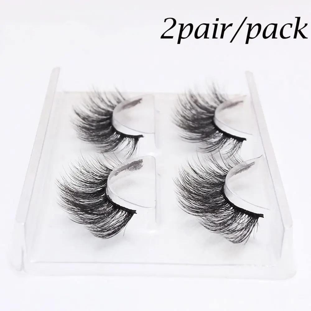 

2 Pairs Black Soft False Eyelashes Fake Lashes Long Makeup 3D Mink Lashes Eyelash Extension Mink Eyelashes for Beauty