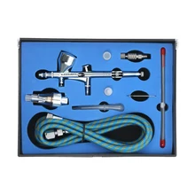 KKmoon Dual Action Gravity Feed Airbrush Kit Spray Gun 1.8m Hose 0.2mm/0.3mm/0.5mm Needle 9cc Cup Air Brush for Art Painting