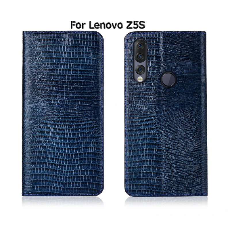 Чехол для телефона для lenovo Z5 Pro GT Z5s Lizard Grain раскладной Магнитный чехол с подставкой из натуральной кожи