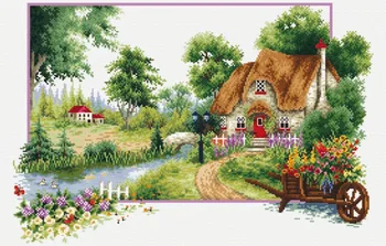 

Landscape Home Town House Patterns Counted Cross Stitch DIY Kits 11CT cotton Embroidery Home Decor Needlework