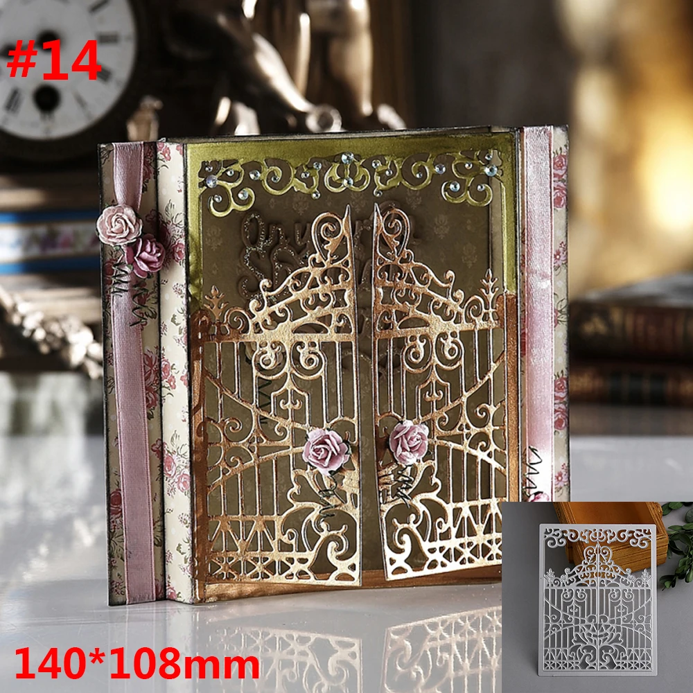 

140*108mm Iron Art Door Frames Card Metal Cutting Dies 3D DIY Scrapbooking Carbon Craft Die Photo Invitation Cards Decoration