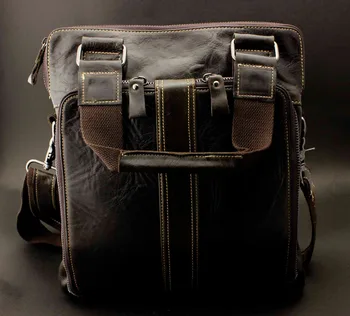 

Men's Genuine Leather Cowhide Vintage Satchel Shoulder Messenger Bag Dark Brown
