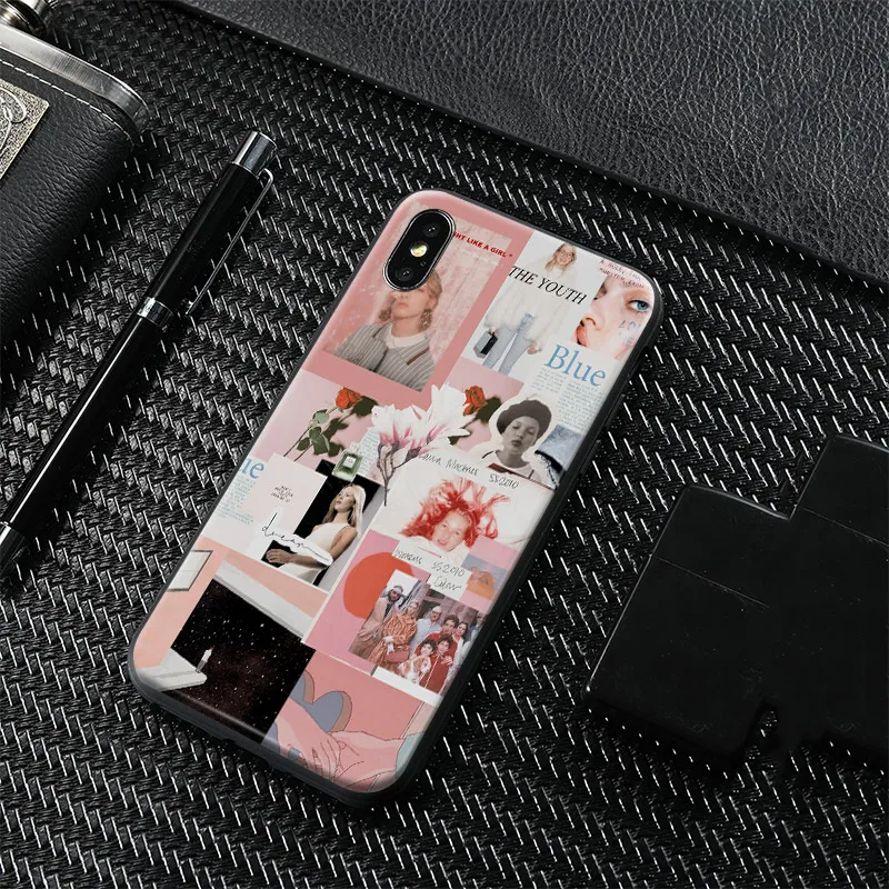 

Pink Girl Fashion Teens Collage coque Soft Silicone Phone Case Cover Shell For Apple iPhone 5 5s Se 6 6s 7 8 Plus X XR XS MAX