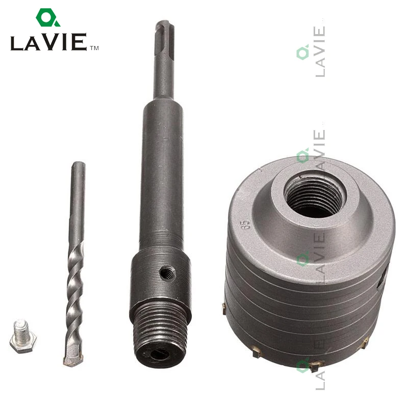 LA VIE 1 set SDS PLUS Concrete Hole Saw Electric Hollow Core Drill Bit 65mm Shank 110mm Cement Stone Wall Air Conditioner Alloy 4 in 1 kit 65mm concrete drill bit with wall hole saw cutter brick cement stone 200mm connecting rod with wrench