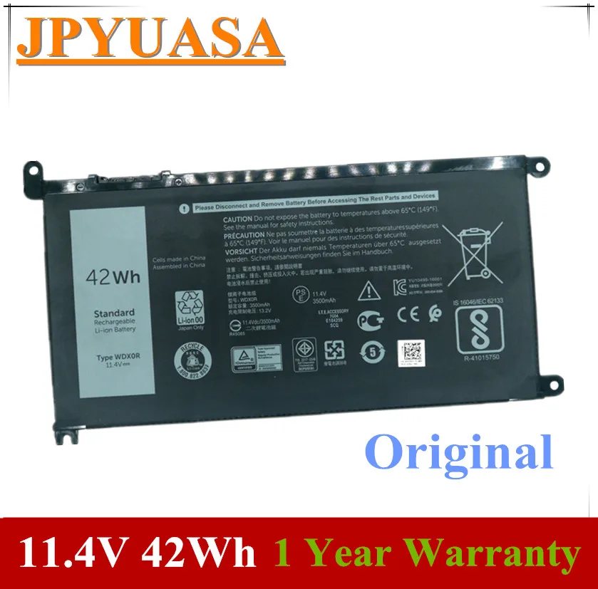 

7XINbox 11.4V 42Wh Original WDX0R Laptop Battery For Dell Inspiron 13 7368 14-7460 15 7560 17 5765 5767 5770 3CRH3 T2JX4