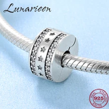 Стерлинговое Серебро 925 пробы фиксированный зажим Искрящаяся звезда пробка Замок бусины подходят Pandora очаровывательный браслет ювелирные изделия делая