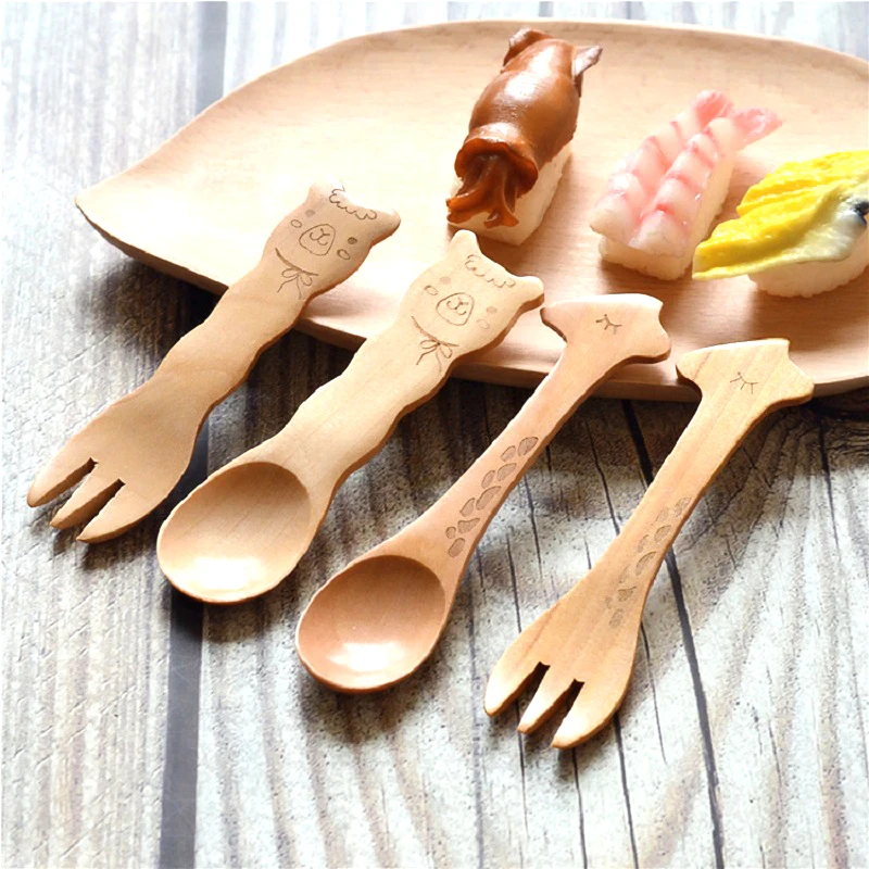 wood ice cream spoon