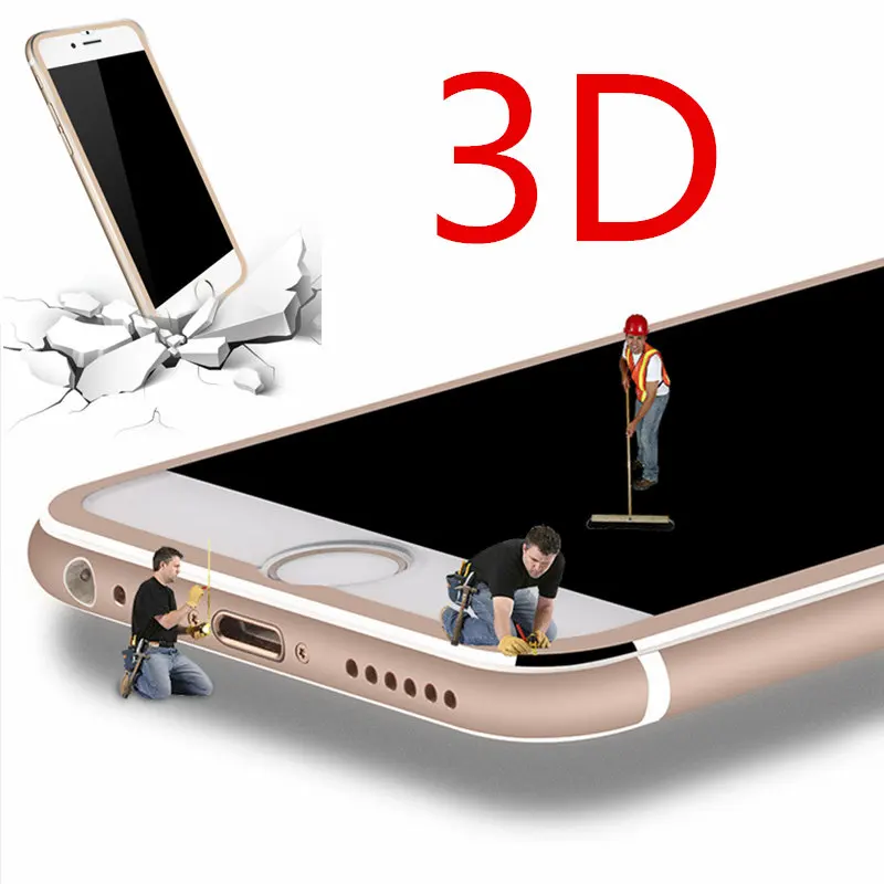 100 шт./лот для iPhone 6 6S 6 Plus 7 7 плюс закаленное Стекло 3D край Полный Экран протектор Алюминий сплав 9 H для iPhone 5 5S 8 Plus x