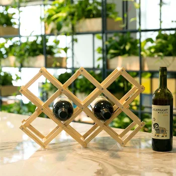 

OTHERHOUSE Foldable Wine Holder Wooden Wine Rack Kitchen Storage Shelf Rack 10 Drink Bottle Holders Restaurant Bar Display Shelf
